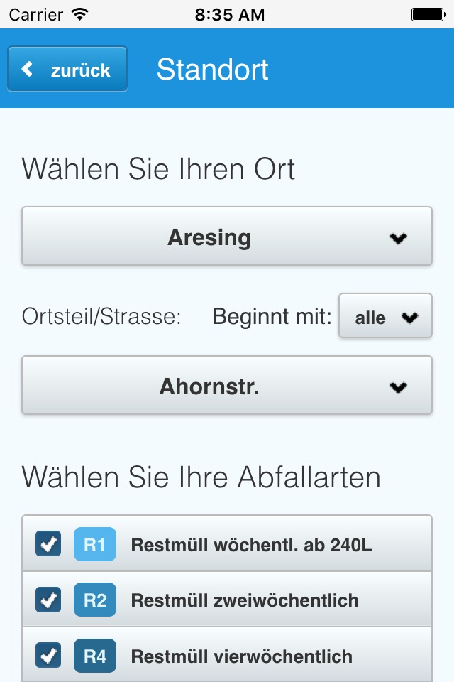 Landkreisbetriebe Abfallapp screenshot 2