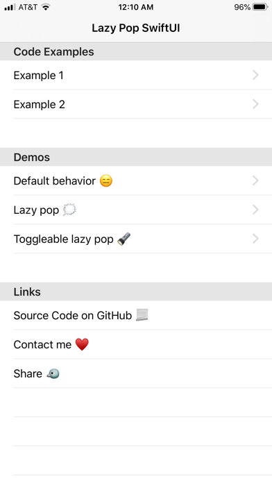Lazy Pop SwiftUI Demo screenshot 2