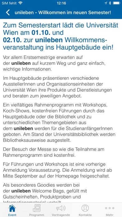Event App Universität Wien screenshot 2
