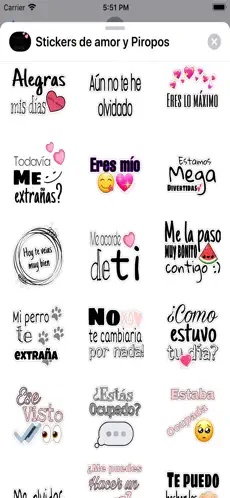 Captura de Pantalla 2 Stickers Amor y Piropos Frases iphone
