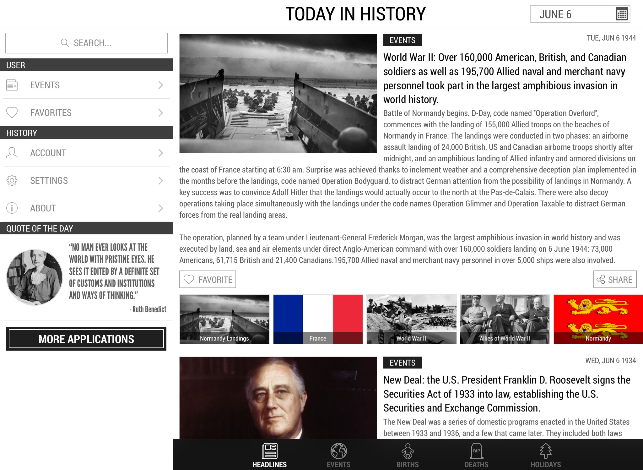 Today In History Lite Edition screenshot 2