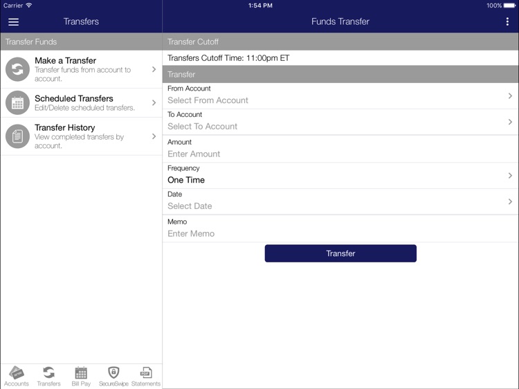 United Bank's App for iPad