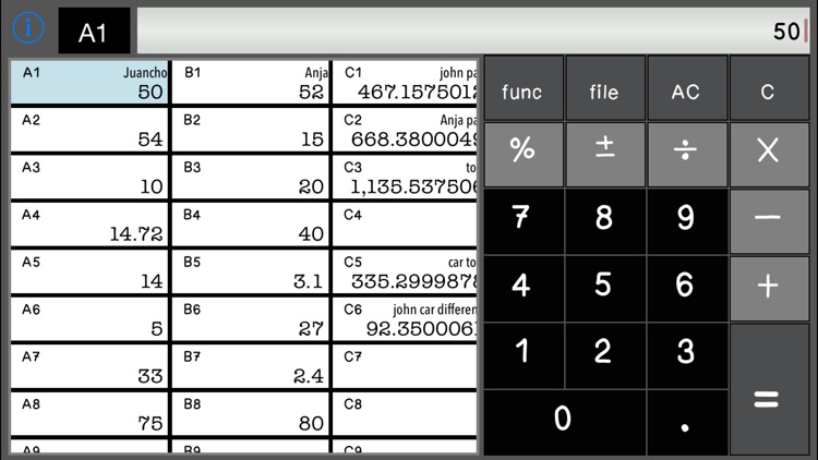 Calculator SpreadSheet Lite