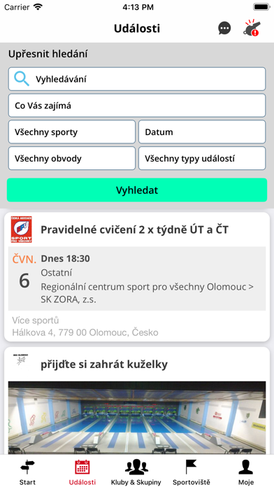 Sportuj v Olomouci: Týmy, Akce screenshot 3