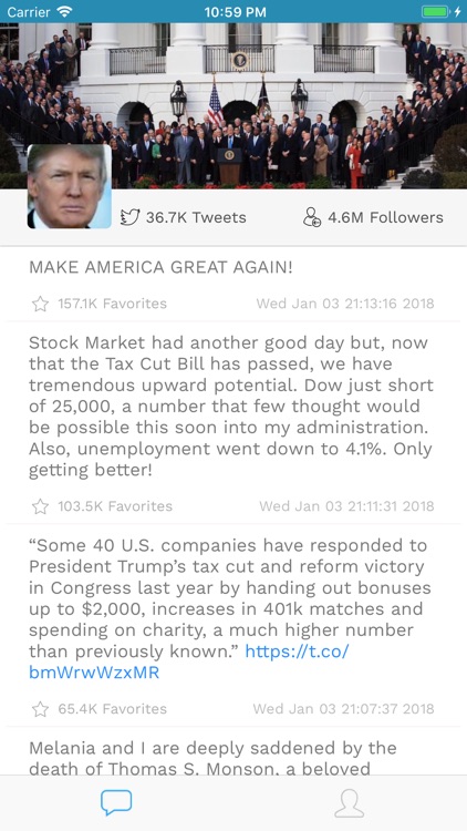 Pres. Trump's Tweets screenshot-2