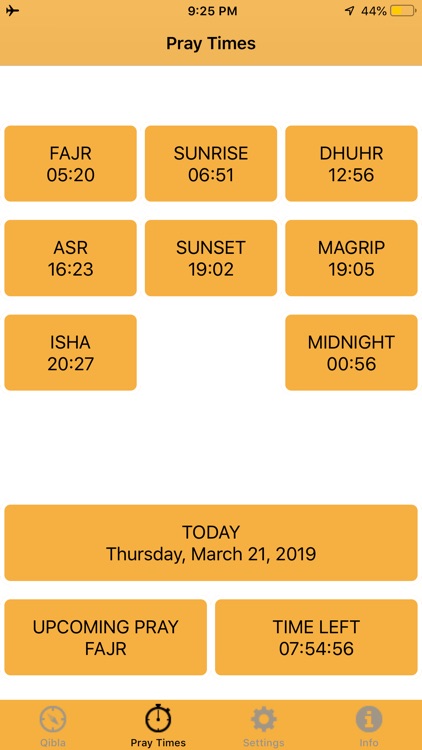 Qibla and Prayer Times