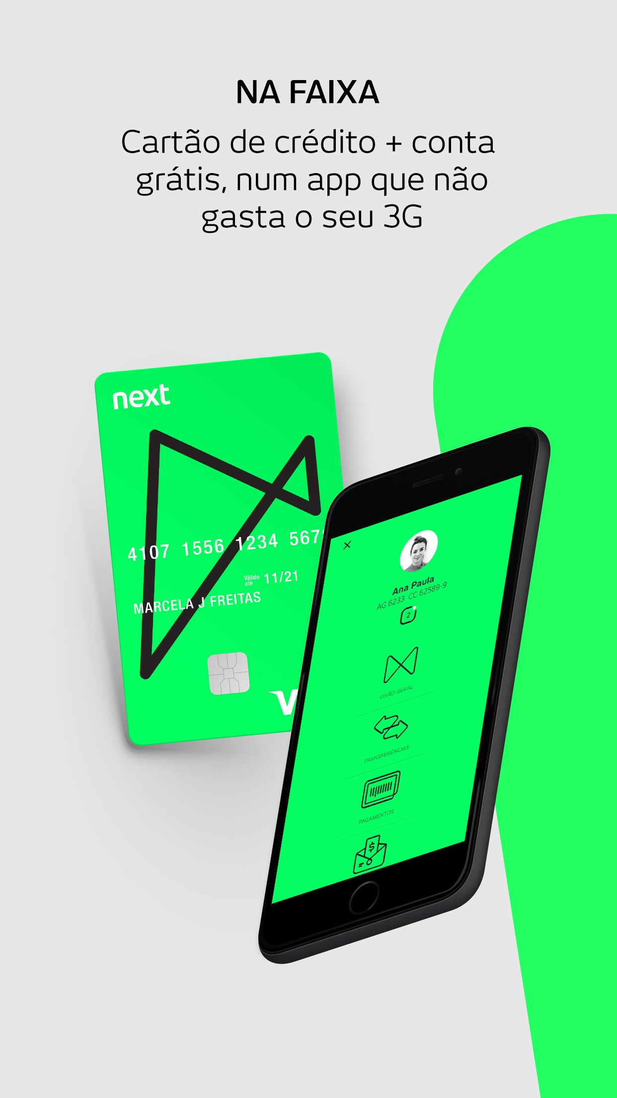 Screenshot do app banco next