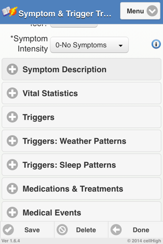 Symptom Trigger Tracker - náhled