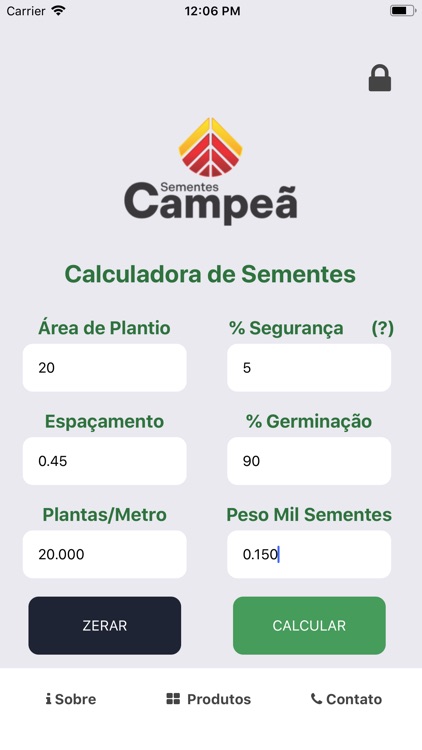 Calculadora de Sementes Campeã