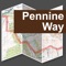 A detailed fully offline outdoor topographic style route map for the entire Pennine Way hiking trail