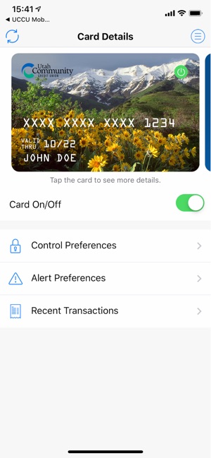 UCCU Card Controls