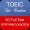 The TOEIC Exam Preparation application structures a new format with real questions