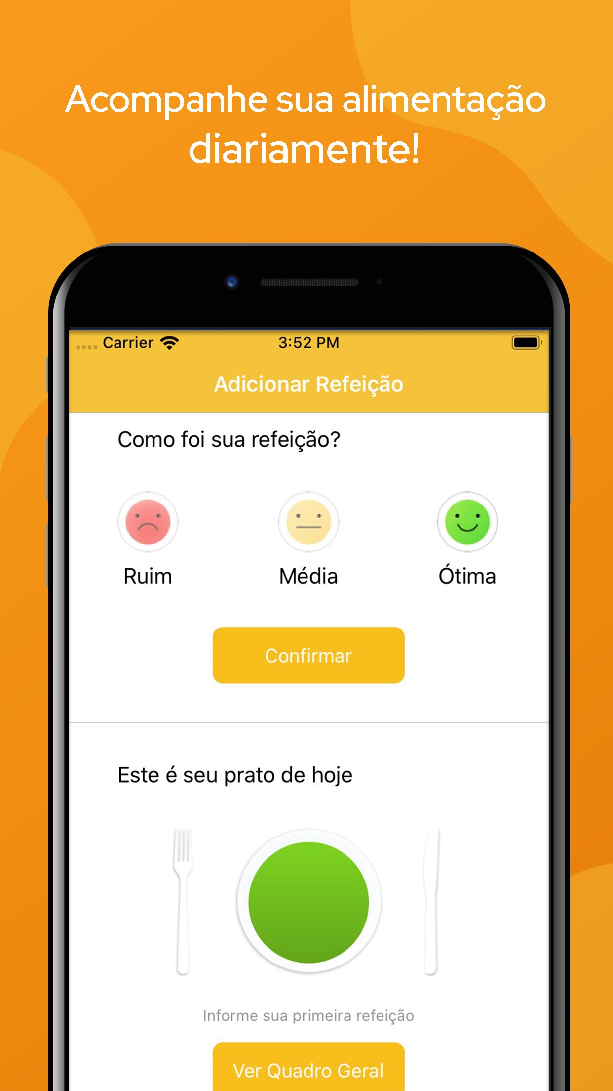 Screenshot do app Diário Alimentar
