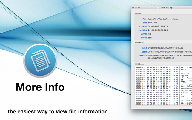 ‎More Info - File Checksums Screenshot