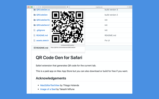 QR Code Gen for Safari