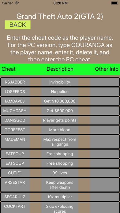 Cheat Codes Database for Games screenshot 3