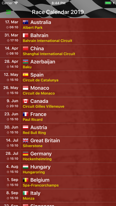 Race Calendar 2019 screenshot1