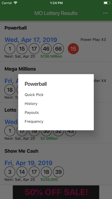 MO Lottery Results screenshot 2