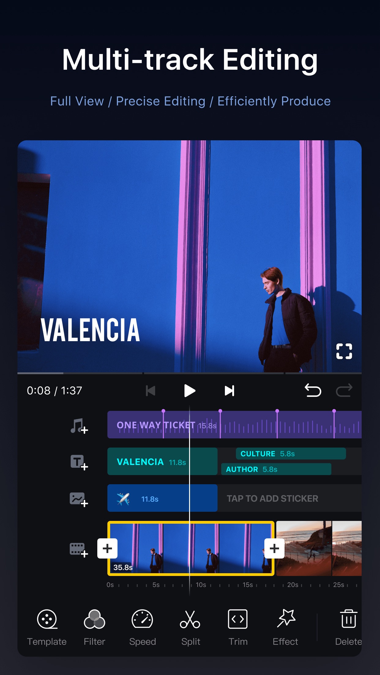 Screenshot do app VN Editor de vídeo