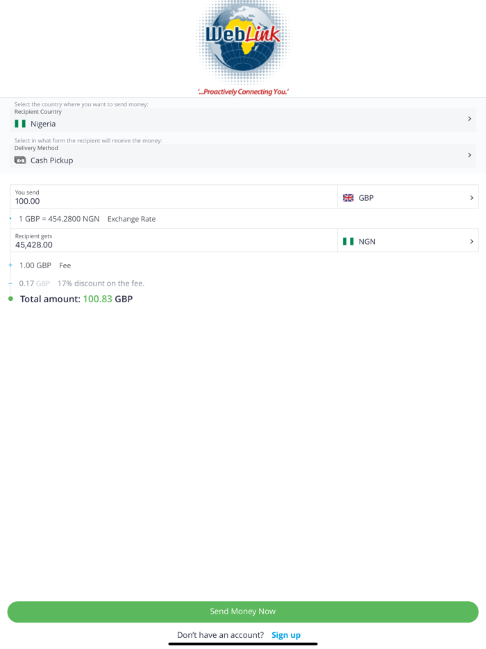 Weblink - Money Transfer