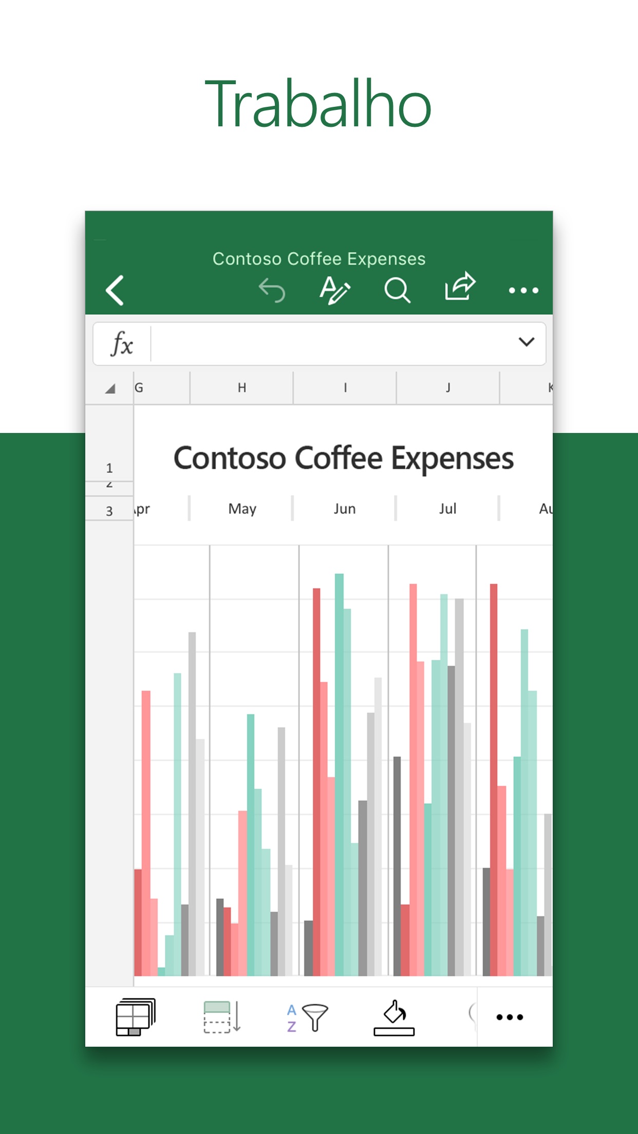 Screenshot do app Microsoft Excel