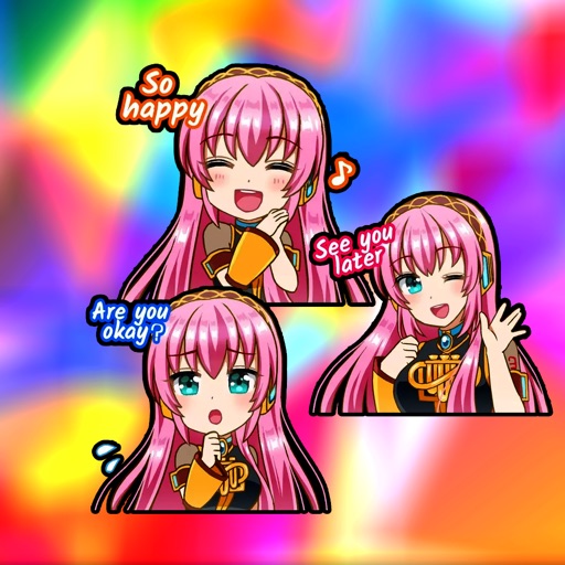 Pink Hair chibi stickers emoji