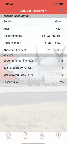 Game screenshot Coast Guard Fitness Calculator apk