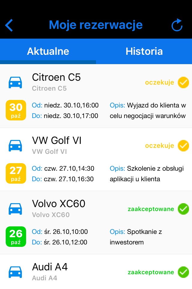MyCar Rezerwacja pojazdów screenshot 2