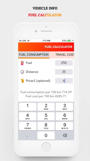 Vehicle Info Fuel Calculator