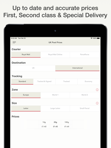 UK Post Prices - náhled