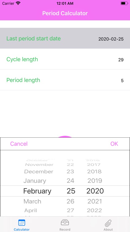 Period Calculator and Recorder