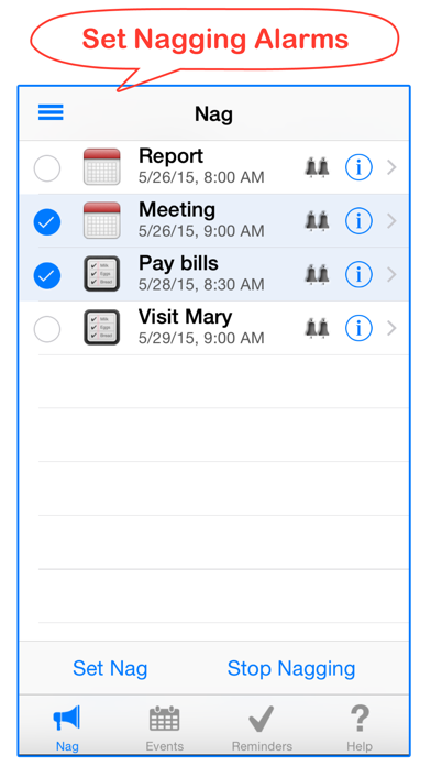 How to cancel & delete Nag - Repeating Alerts for Events + Tasks from iphone & ipad 1