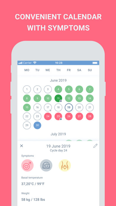 Period tracker, calendar screenshot 2