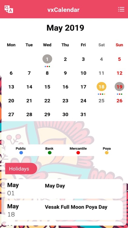 vxCalendar - 2019 screenshot-3