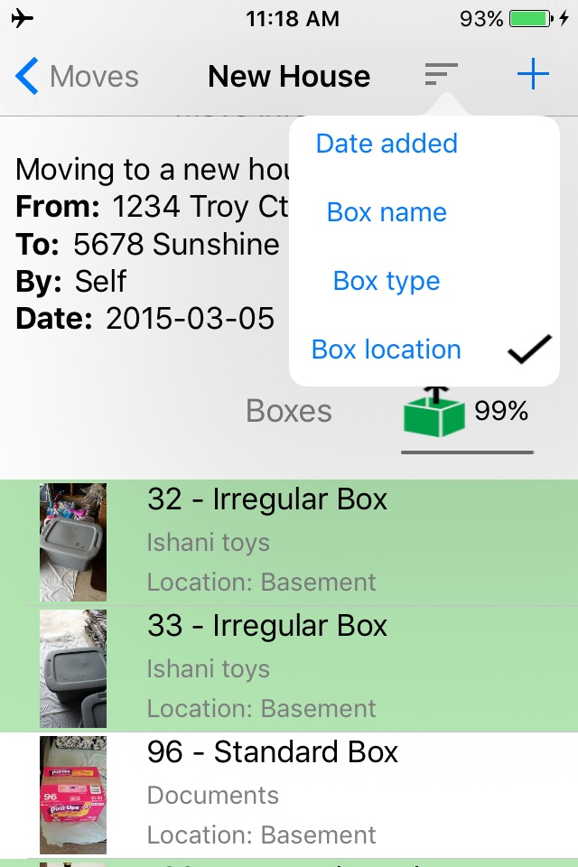 Moving Organizer Lite screenshot 2