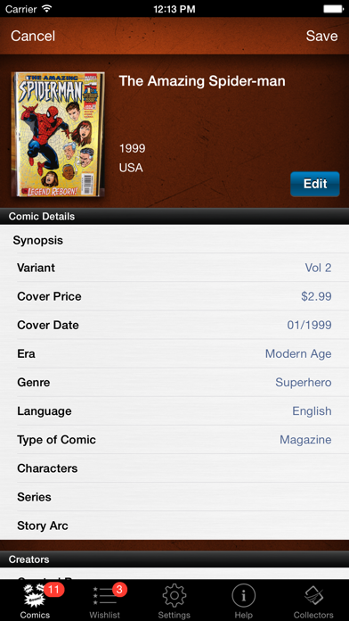 Comic Book Collector, Manager, Organizer & Inventory Database Screenshot 3
