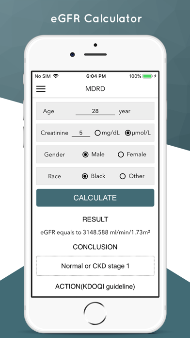 eGFR Calculator for kidney screenshot 2