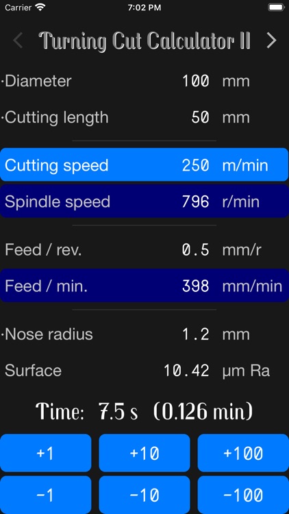 Turning Cut Calculator II