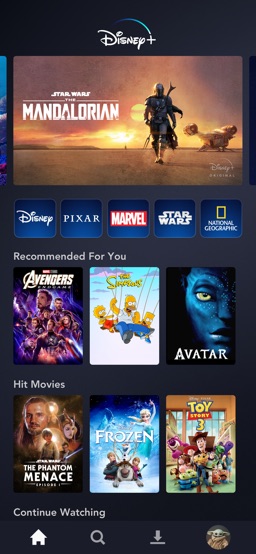 Disney+ app screenshot