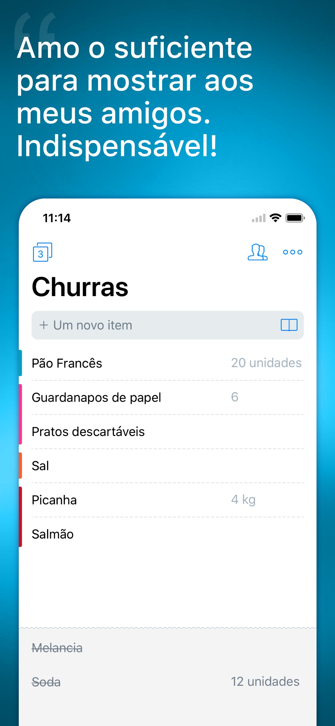 Screenshot do app Buy Me a Pie! Shopping list