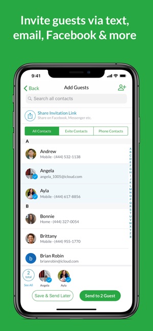 evite online text invites