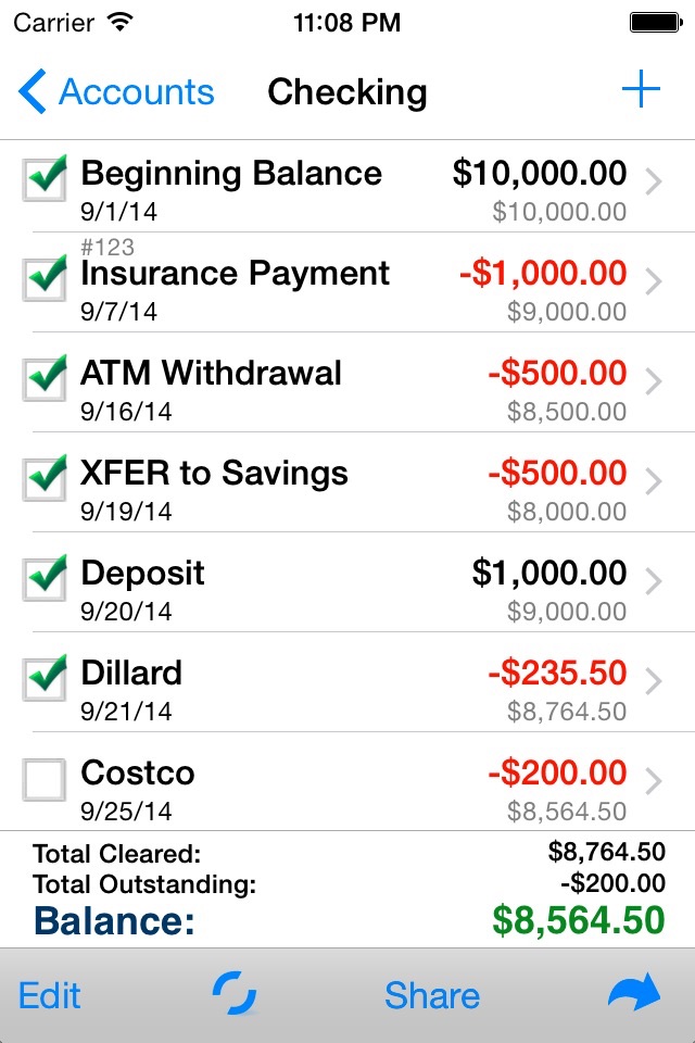 Accounts 2 Lite - Checkbook screenshot 3