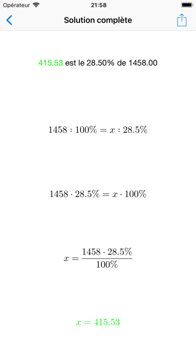Pourcentages Solver % Pourcentages Solver %