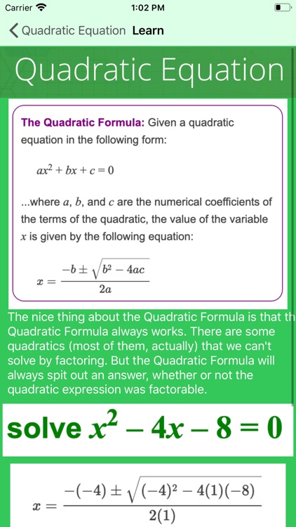 Quadratic Equation app