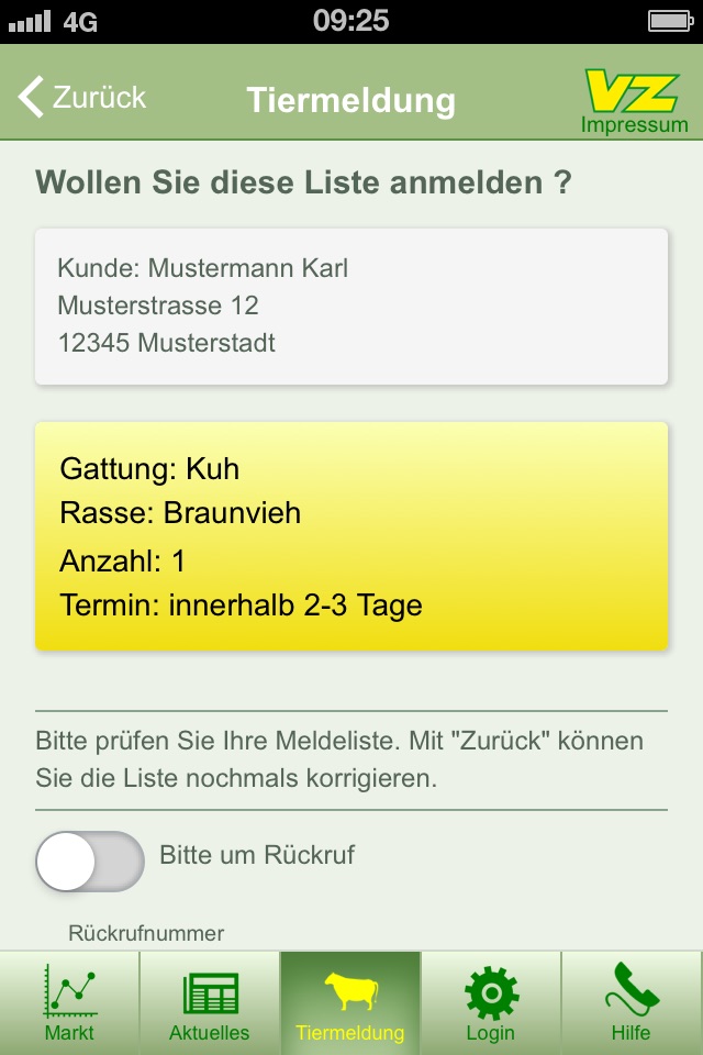 VZ-Tiermeldung screenshot 4