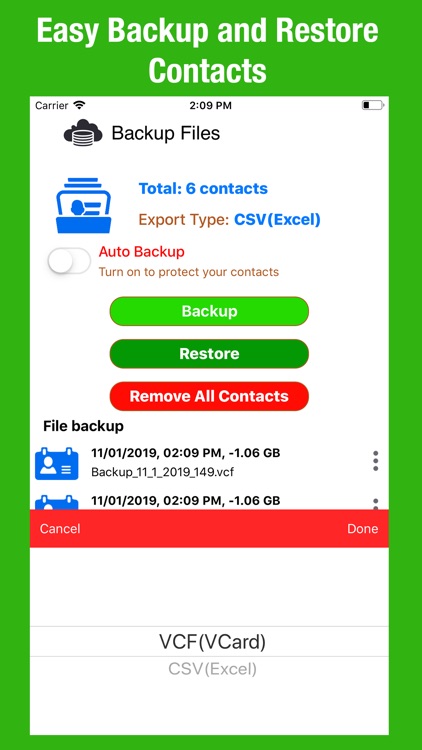 Contacts Backup - Restore.
