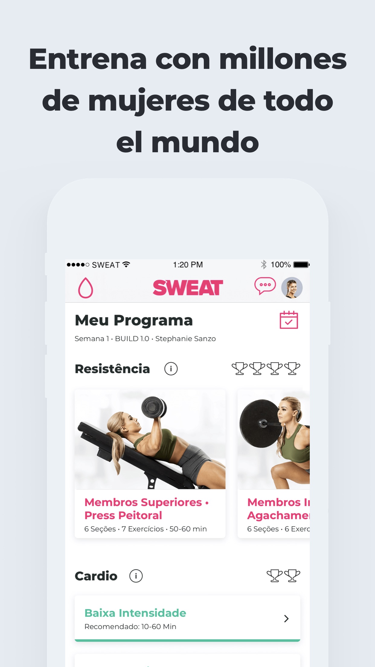 Screenshot do app SWEAT: Fitness Kayla Itsines