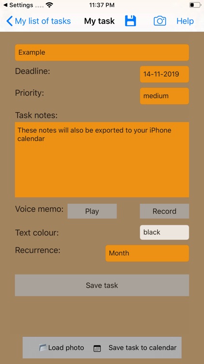 My list of tasks