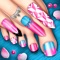*** Fashion nail salon, nail makeover for fingernails and toenails, art designs with cute nail polish and decals,