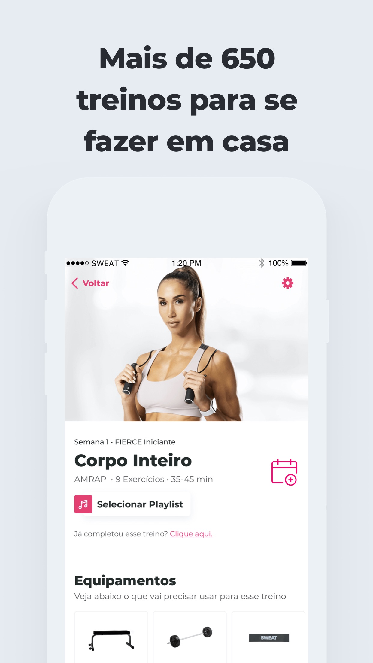 Screenshot do app SWEAT: Fitness Kayla Itsines